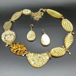 Yellow & Gold Chunky Statement Necklace & Earring Set